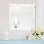 Tanmicoshomy 30 x 30 Inch White Rectangle Wall Mirror, Natural Shell Framed - Image 7