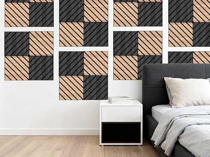 WoveN SounD Artisan Acoustic Wall Panels, 16 Pack 12x12 Inch, PVC Wood Grain - Image 9