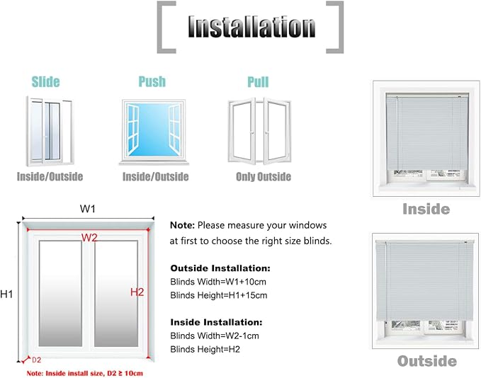 YIIBAII Mini Blinds Suitable for 44" W x 64" H Windows 1" Aluminum Horizontal - Image 8