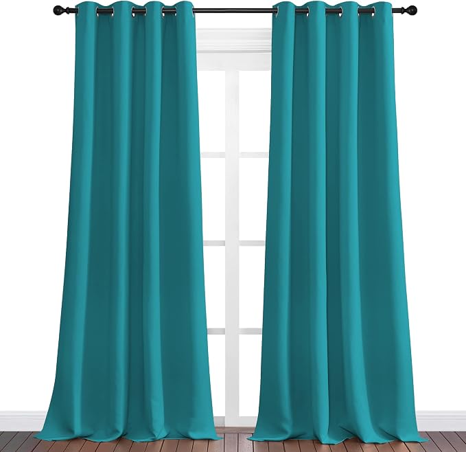 NICETOWN Room Darkening Curtains 102 inch Length 2 Panels, Peacock Teal - Image 2