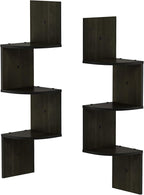 Furinno Rossi Wall Mount Floating Corner Shelf, 3-Tier Radial Set of 2 - Image 7
