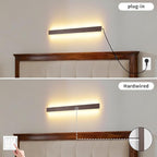 Farmhouse Plug in Wall Sconces, 23.6 inch Faux Walnut Finish LED Long Wall - Image 4