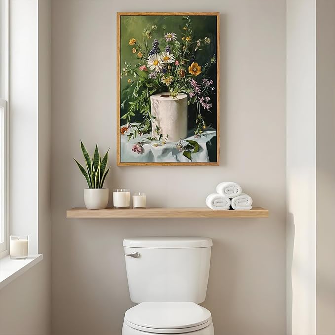 AtterrirArt Framed Vintage Bathroom Wall Art Funny, 20 * 30 Inch, Toilet Paper - Image 3