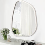 Irregular Wooden Framed Wall Mirror Modern Asymmetrical Unique Hanging Mirror by HLFMVWE