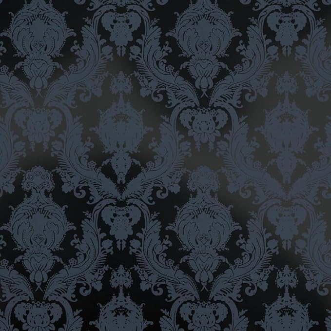 Tempaper Textured Black Damsel Removable Peel and Stick Damask Wallpaper by TempaperCo
