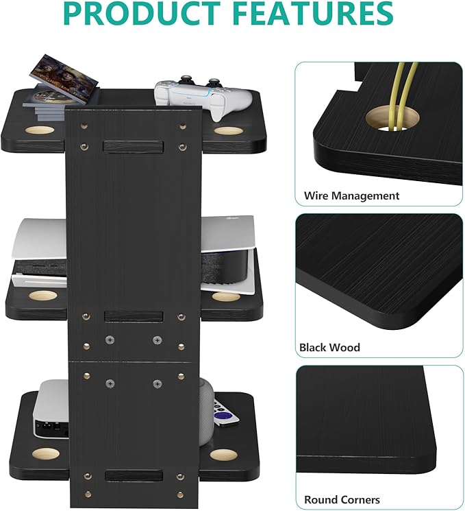 WALI Floating TV Shelf, 3 Tier Projector Shelf - Image 4