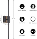 KARTOOSH 28.3 Inch Battery Operated Wall Sconces 3000K Warm White LED Wall - Image 5