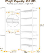 L2 Wall Mounted Closet System, Industrial Pipe Clothing Rack Clothes Racks - Image 2