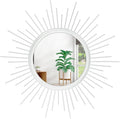 Wall Decor Spoked Sunburst Accent Wall Mirror Round Home Modern Metal Art Mirror by HLFMVWE