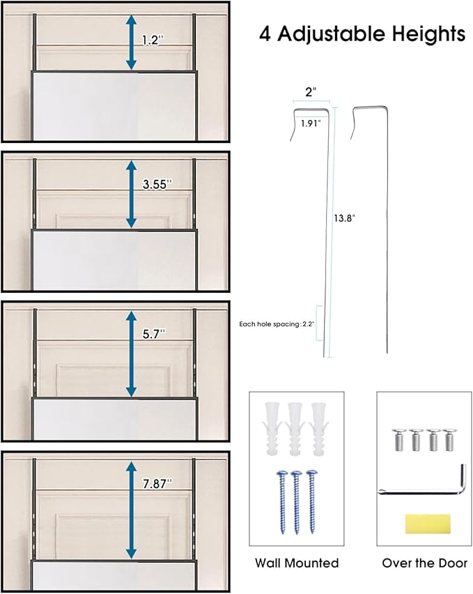NEARBYSD 48"x 14" Door Mirror, Full Length Mirror Wall Mounted, Over The Door - Image 4