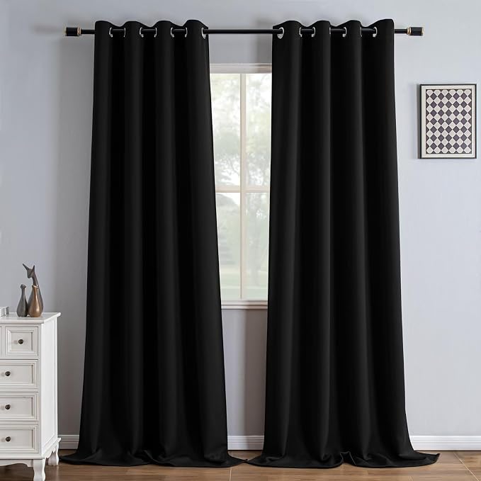 IGEMAEVE Black Blackout Curtains 96 Inch Length 2 Panels Set, Grommet Energy - Image 6