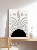 Hwetui Framed Boho Sun Wall Art Set of 2 Black and White Minimalist Sunrise - Image 5