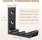 OHIYO 6 PCS Heavy Duty Folding Wall Hooks, Sturdy Black Wall Mounted Hooks - Image 2