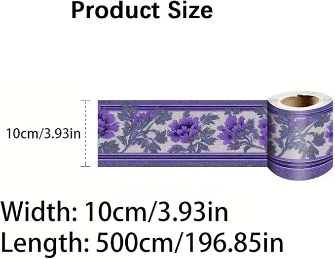 Purple Floral Wallpaper Border 196x4 Inch Peel and Stick Wall Border Self - Image 4
