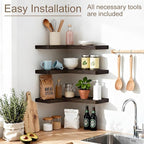 Floating Corner Shelves Set of 3, Solid Wood Picture Wall Shelf, Floating - Image 6