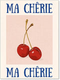 jkahh Funky Cherry Wall Art Vintage Red Blue Aesthetic Poster Trendy Ma Cherie by Unknown