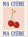 jkahh Funky Cherry Wall Art Vintage Red Blue Aesthetic Poster Trendy Ma Cherie by Unknown