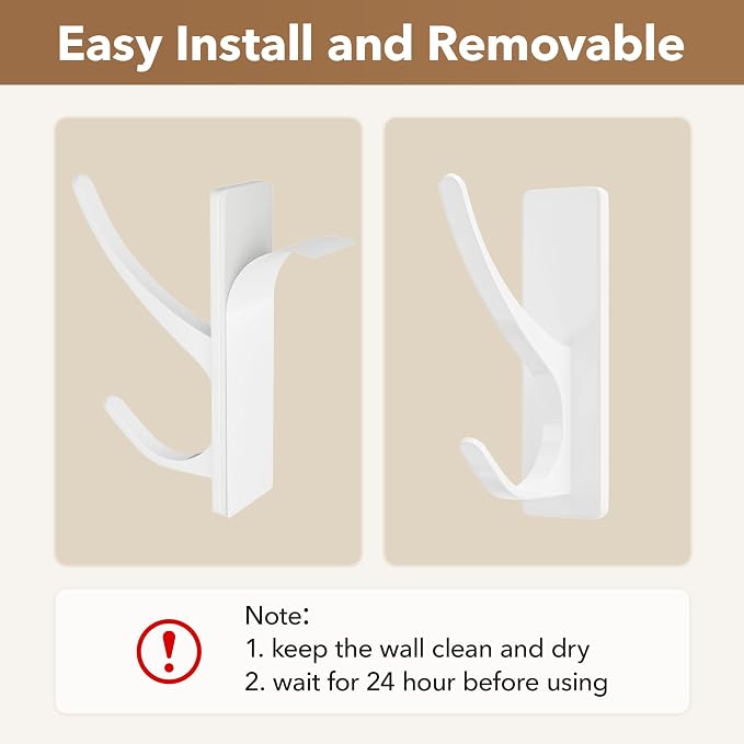 pickpiff White Self Adhesive Coat Hooks - Image 5