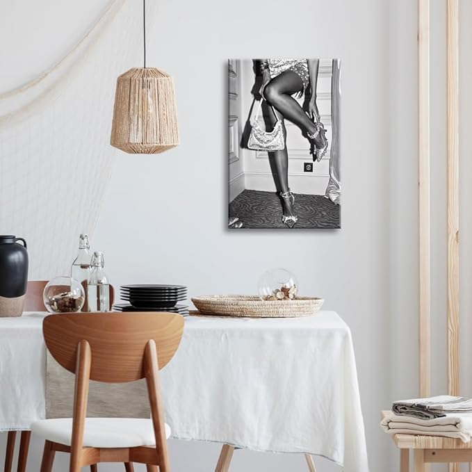 High Fashion Poster Trendy Black and White Wall Art Retro Girl Room Decor - Image 4