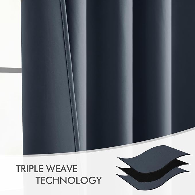 MIULEE Stone Blue Back Tab Blackout Curtains 102 Inch Long 2 Panels Set - Image 7