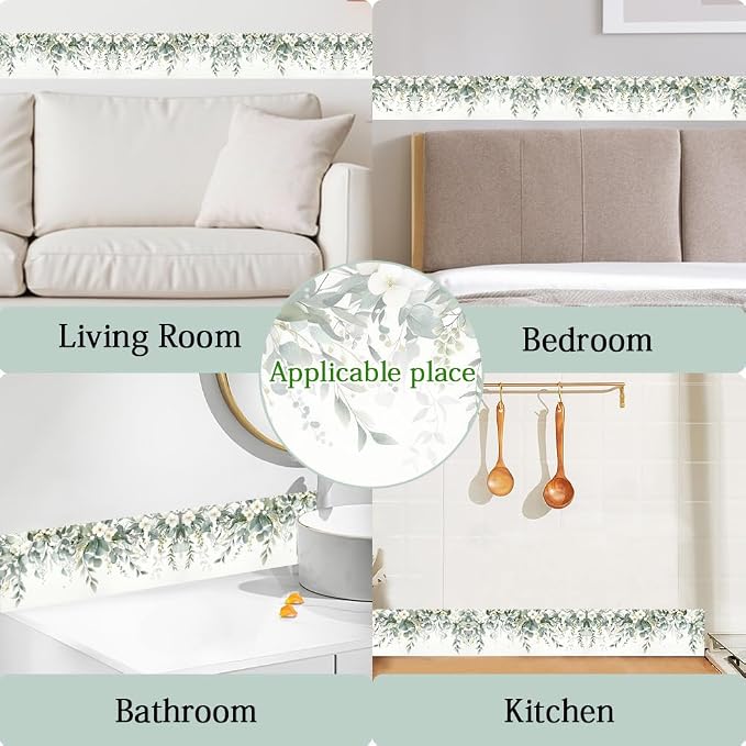 Eucalyptus Peel and Stick Wallpaper Border 196.9 x 3.9 Inch Wall Border Trim - Image 7