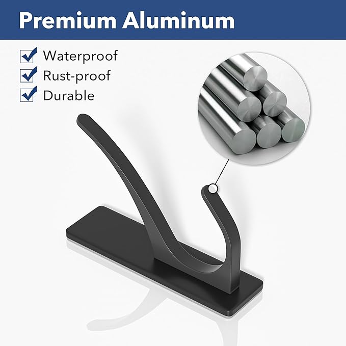 pickpiff Matt Black Self Adhesive Coat Hooks - Image 6
