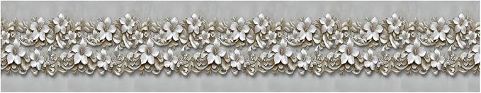 Beige Floral Wallpaper Border 196x4 Inch Peel and Stick Wall Border Removable - Image 8