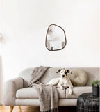 Asymmetrical Wall Mirror Irregular Wood Frame Modern Unique Wall-Mounted - Image 3