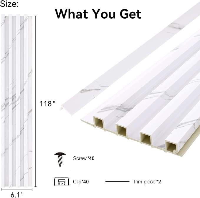 8-Pack WPC Wall Panels 118’’ x 6.1’’ 3D Slat Wall Panel Acoustic Wall Paneling - Image 2