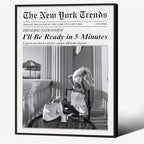 Vintage Newspaper Black Framed Wall Art Trendy Black and White Aesthetic by FuSatisYilife