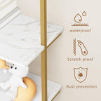 aboxoo Ladder Shelf White Marble Bookshelf 5-Tier Wall-Mounted Wood Rack - Image 8