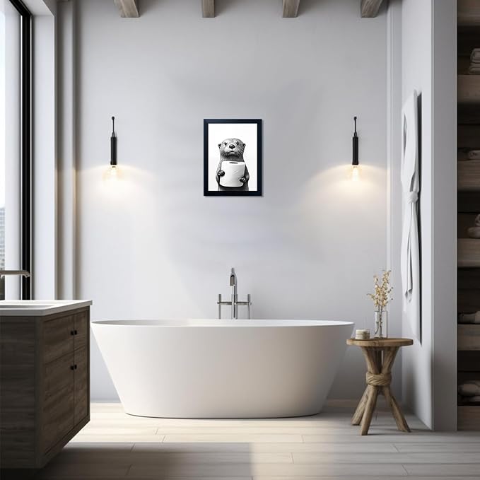 Funny Bathroom Wall Decor Framed Black and White Bathroom Wall Art Toilet Paper - Image 9
