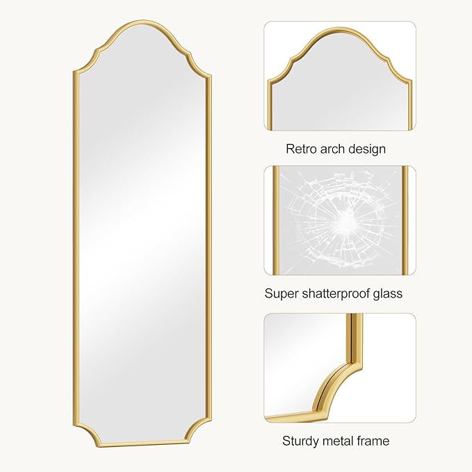 WallBeyond Arched Full Length Mirror Wall Mounted, Living Room, Hanging or - Image 5