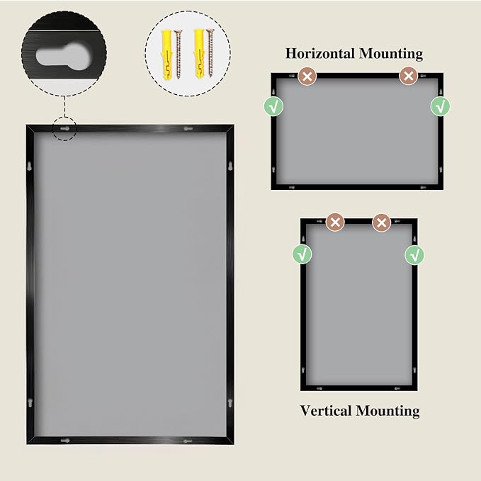 Koonmi Black Mirrors for Wall, 30x36 Inch Bathroom Mirror, Rectangular Wall - Image 8