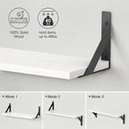 White Floating Shelves 24 inches Long Set of 3, 24 x 8 Inch Bathroom Wall - Image 7
