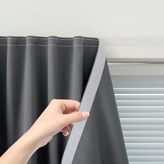 Magic Tape Stick On Curtains Window Shades Pull Down Blackout Window Cover by Sovtfides