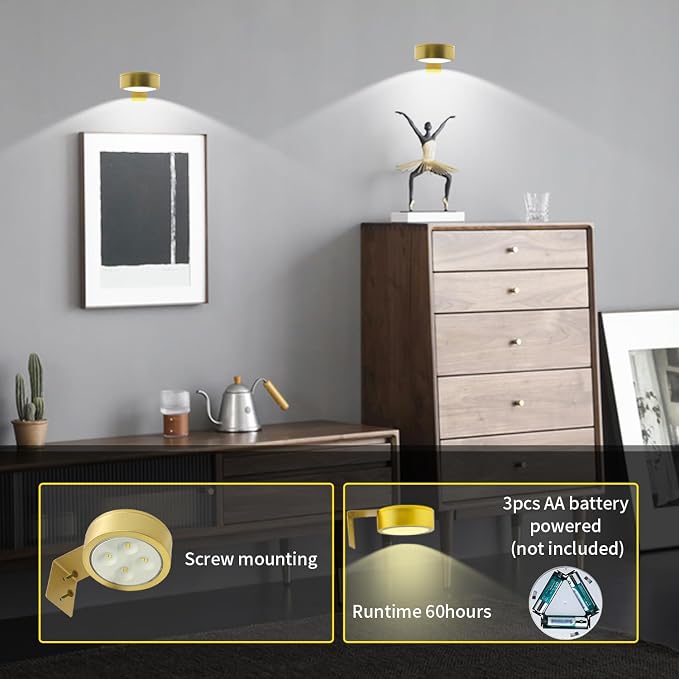 Arixinks Battery Picture Light 3Pack Gold, Wireless Painting Light - Image 6