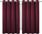 LEMOMO Blackout Curtains 66 x 54 Inch Long Burgundy Red Curtains Set of 2 - Image 2