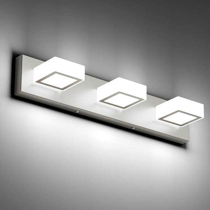 Ralbay Brushed Nickel Bathroom Vanity Lights 24inch Metal Acrylic LED Modern by RalbayLighting