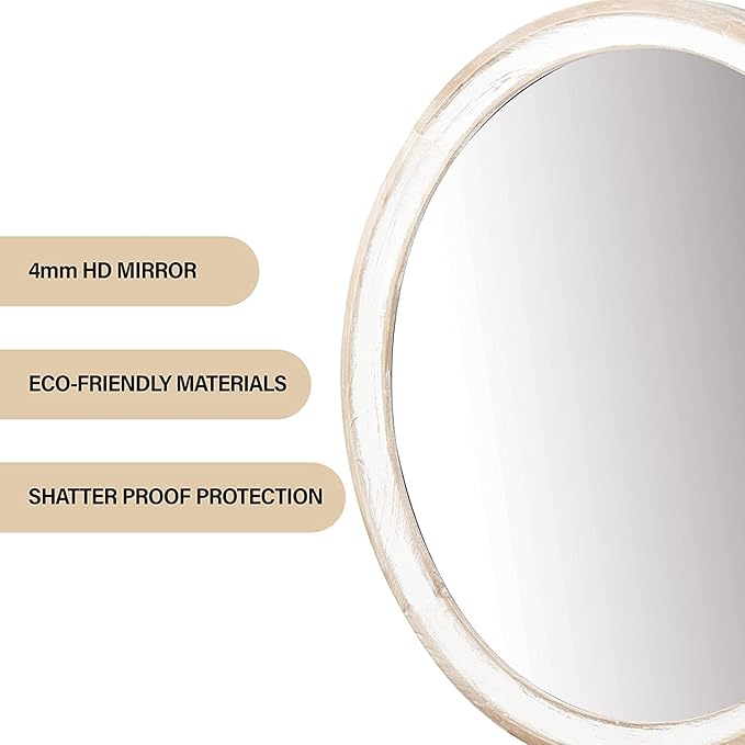 Reflinto 24 Inch Rustic Farmhouse Round Wall Mirror - Image 2