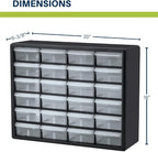 Akro-Mils 24-Drawer Plastic Storage Cabinet | 20" W x 6" D x 16" H | Black | - Image 3