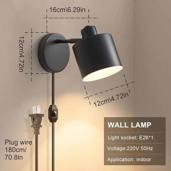 LIGHTESS Plug in Wall Sconces Set of 2 - Image 4