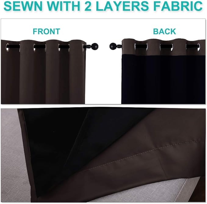 NICETOWN Toffee Brown Full Shade Curtain Panels, Pair of Thermal Insulated & - Image 6