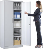 Metal Storage Cabinet with Adjustable Shelves, Garage Tool Cabinet with 2 by BIZOEIRON