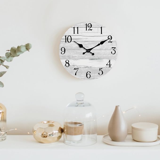 KECYET Wall Clock Battery Operated 10 Inch Gray Silent Non Ticking Country - Image 6