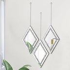 Pibeyer Silver Diamond Shaped Wall Mirror Set of 3, Decorative Crystal Crush - Image 2