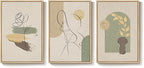 Framed Abstract Boho Wall Art for Living Room, 3 Piece Large Neutral Canvas - Image 7