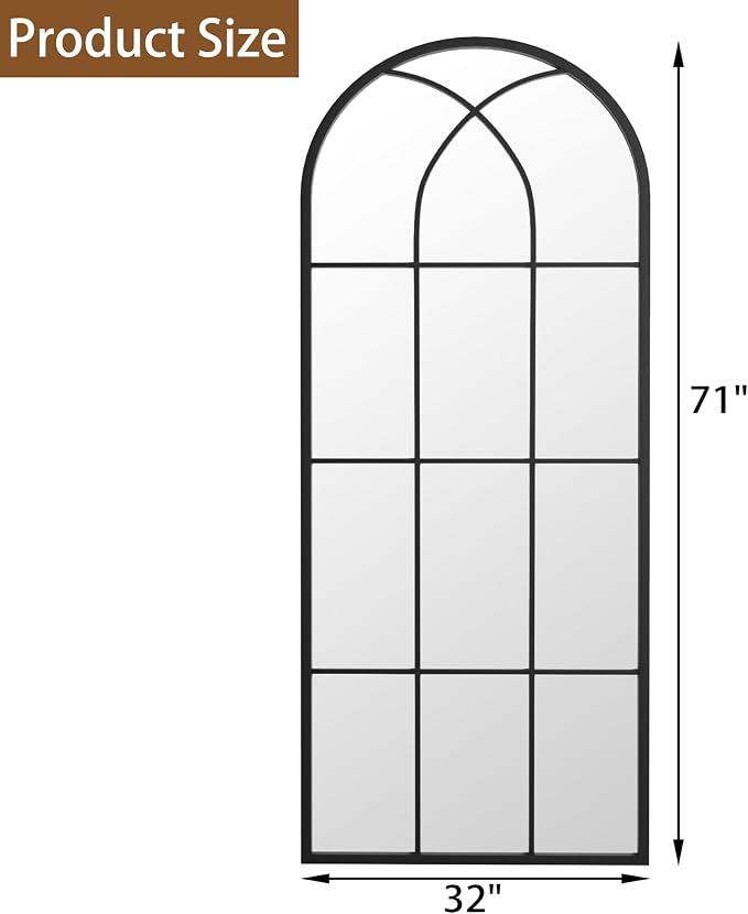 Mirror Full Length, Oversize Farmhouse Standing Wall Mirrors Hanging or Leaning - Image 4