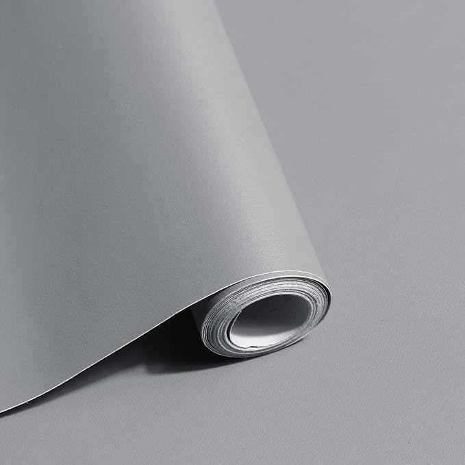 Safiyya Grey Peel and Stick Wallpaper Grey Contact Paper Wall Paper Removable by SAFIYYA