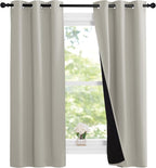 NICETOWN Natural 100% Blackout Lined Curtains, 2 Thick Layers Narrow Wide - Image 2